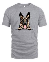 Animal Dog German Shepherd r5fvgb Color Peeking Tshirt Unisex Standard T-Shirt sport-grey s